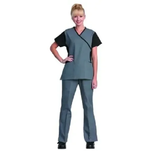 Fashion Seal Uniforms – Scrub Shirt Small Pewter / Black 2 Pockets Short Sleeve Female – 7139-S