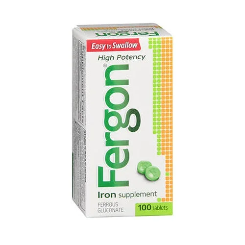 Fergon, Ferrous Gluconate Iron Supplement High Potency, 100 Tabs