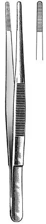 Fine Surgical – Dressing Forceps 5 Inch Length Floor Grade Stainless Steel NonLocking Thumb Handle Straight Serrated Tips – 17-317
