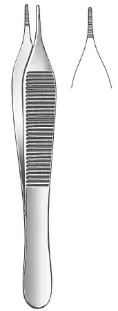Fine Surgical – Dressing Forceps Adson 4-3/4 Inch Length Mid Grade Stainless Steel NonLocking Thumb Handle Straight Serrated Tips – GS-50-315