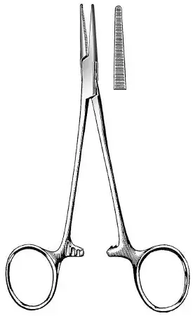 Fine Surgical – Hemostatic Forceps Halsted-Mosquito 5 Inch Length Stainless Steel Ratchet Lock Finger Ring Handle Straight – 12-182