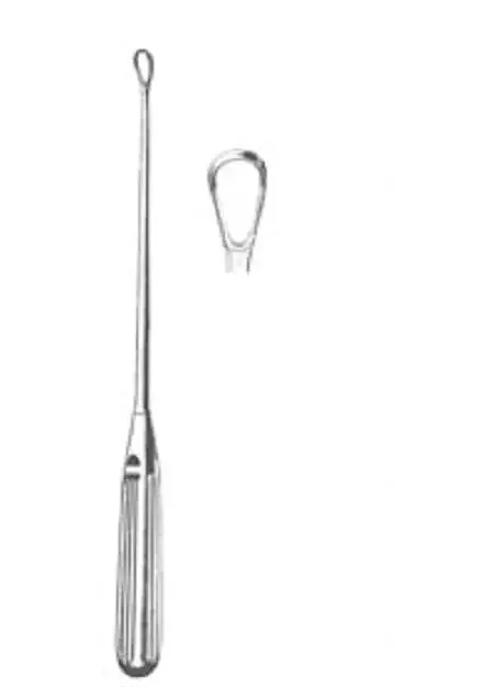 Fine Surgical – Uterine Curette Sims 11 Inch Length Hollow Handle with Grooves Size 1 Tip Sharp Teardrop Loop Tip – 27-840