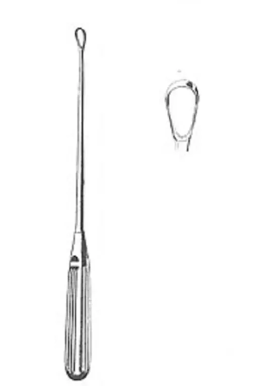 Fine Surgical – Uterine Curette Sims 11 Inch Length Hollow Handle with Grooves Size 2 Tip Sharp Teardrop Loop Tip – 27-841