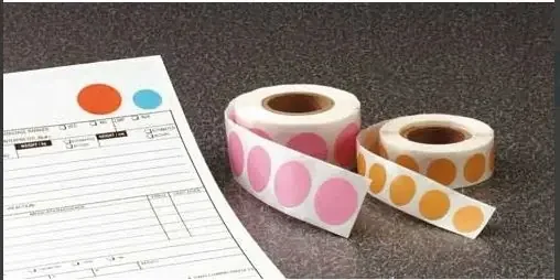 First Healthcare Products – Blank Label Tape Label Dot Yellow Vinyl 3/4 Diameter – 5155-03