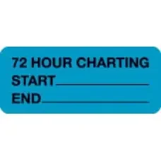 First Healthcare Products – Pre-Printed Label Advisory Label Fluorescent Blue Paper 72 HR CHARTING/START________/END_________ Black Safety and Instructional 15/16 X 2-1/4 Inch – 50733