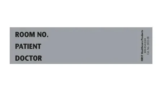 First Healthcare Products – Pre-Printed / Write On Label Chart Tab Gray Plastic Room No_Paitent_Doctor_ Black Patient Information 1-3/8 X 5-3/8 Inch – 5033-08