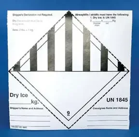 Fisher Scientific – Pre-Printed Label Advisory Label Blue / White Paper Dry Ice Quality Control Label 5-1/2 X 5-1/2 Inch – 22130065