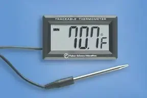 Fisher Scientific Traceable – Digital Laboratory Thermometer Fahrenheit / Celsius -58° to +572°F (-50° to +300°C) Stainless Steel Probe Wall Mount Battery Operated – S90862