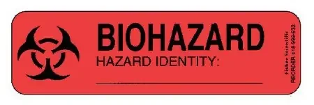 Fisherbrand – Pre-Printed Label Warning Label Red Paper BIOHAZARD HAZARD IDENTITY Black Biohazard 0.87 X 3 Inch – 18999932