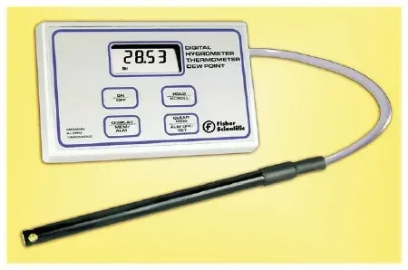 Fisherbrand Traceable – Digital Thermometer / Hygrometer with Alarm Fahrenheit / Celsius -40° to 220° F (-40° to 104°C) External Probe Battery Operated – 116617A