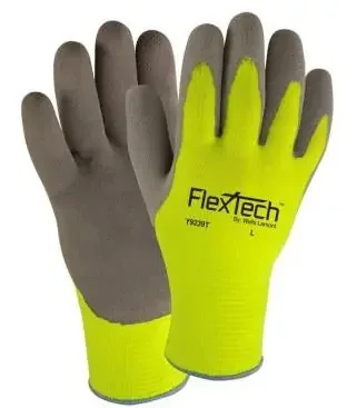 FlexTech – Utility Glove X-Large Fleece / Latex / Synthetic Knit Yellow / Gray Knit Cuff NonSterile – Y9239TXL