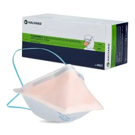 FluidShield – Particulate Respirator / Surgical Mask Medical N95 Flat Fold Elastic Strap Small Orange NonSterile ASTM Level 3 Adult – 46827