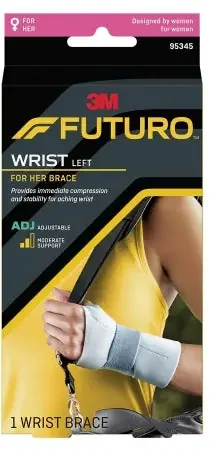 Futuro For Her – Wrist Support Aluminum / Nylon / Polyester / Polyurethane / Spandex / Silicone Left Hand Gray One Size Fits Most – 95345ENR