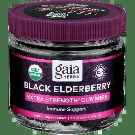 Gaia Black Elderberry Extra Strength Gummies–80 Gummies