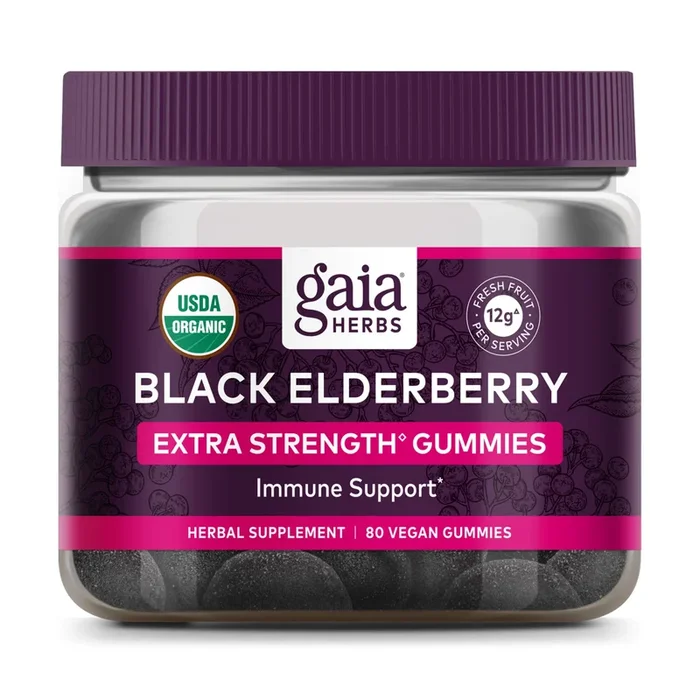 Gaia Herbs Black Elderberry Extra Strength 80 Gummies