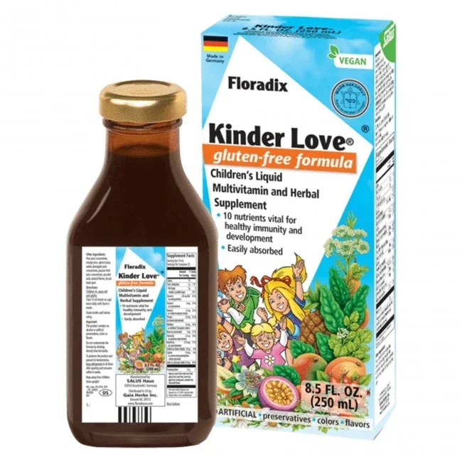 Gaia Herbs Floradix Kinder Love Glutten Free Childrens MultiVitamin 8.5 fl oz