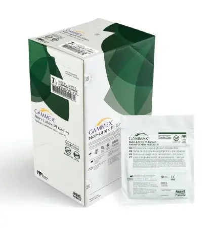 GAMMEX Non-Latex PI Green – Surgical Glove Size 5.5 Sterile Pair Polyisoprene Extended Cuff Length Smooth Light Green Chemo Tested – 20685255