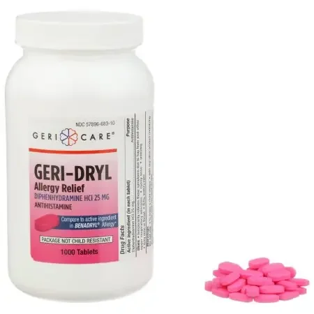 Geri-Care – Allergy Relief 25 mg Strength Tablet 1,000 per Bottle – 681-10-GCP