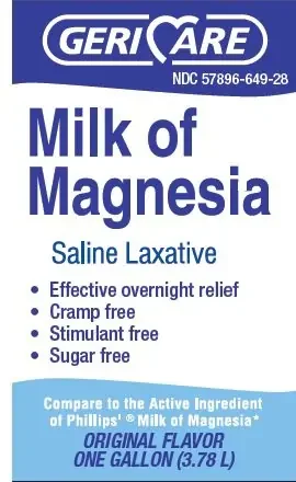 Geri-Care – Laxative Original Flavor Oral Suspension 3840 mL 400 mg / 5 mL Strength Magnesium Hydroxide – QMOM-28-GCP