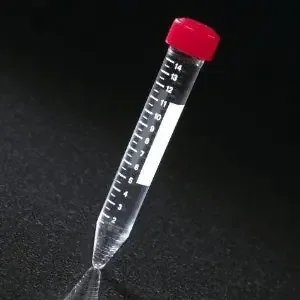 Globe Scientific – Centrifuge Tube Conical Bottom Plain 17 X 120 mm 15 mL Red Screw Cap Acrylic Tube – 6273
