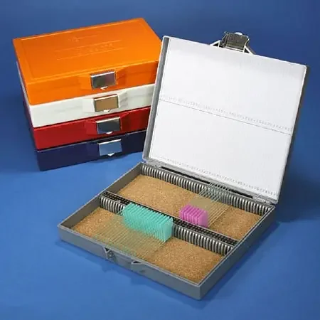 Globe Scientific – Slide Storage Box White ABS Plastic / Cork 100 Slide Capacity – 513080G
