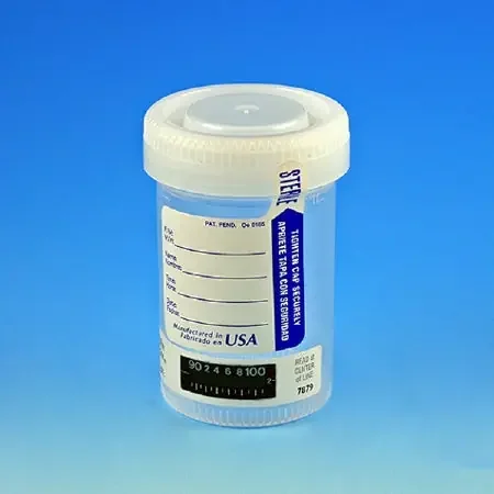 Globe Scientific – Specimen Container with Temperature Strip 57 X 73 mm 90 mL (3 oz.) Screw Cap Patient Information Sterile – 6238