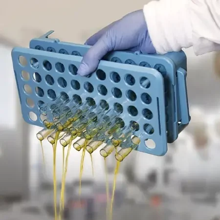 Globe Scientific – Test Tube Rack 50 Place Up to 17 mm Tube Size Blue 2 X 5-1/2 X 10 Inch – 456920