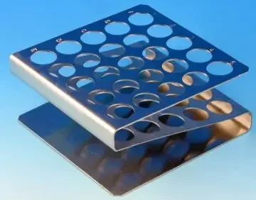 Globe Scientific – Z-Shape Test Tube Rack 25 Place 12 to 13 mm Tube Size Metallic 1-1/2 X 4-1/4 X 4-1/2 Inch – 457200