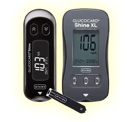 Glucocard Shine – Blood Glucose Meter 5 Second Results Stores Up To 500 Results , 7 , 14 , and 30 Day Averaging Auto Coding – 541100