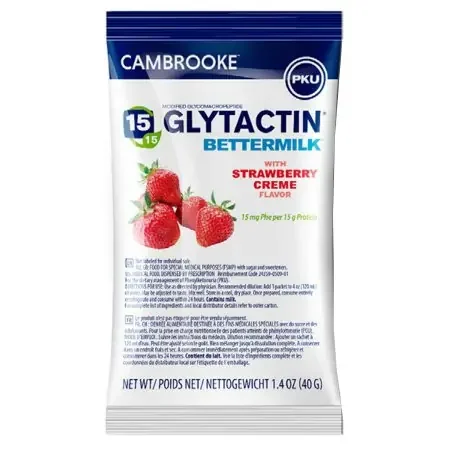 Glytactin BetterMilk – PKU Oral Supplement Strawberry Cream 1.4 oz. Individual Packet Powder – 35009