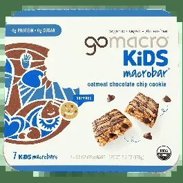 Go Macro Macrobar GoMacro Kids Oatmeal Chocolate Chip Cookie–7 Bars-6.3 oz