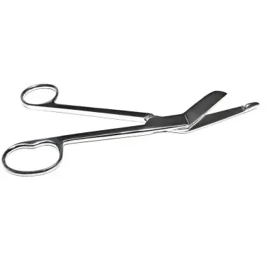Grafco – Bandage Scissors Lister 3-1/2 Inch Length Surgical Grade Stainless Steel NonSterile Finger Ring Handle Angled Blunt Tip / Blunt Tip – 2606
