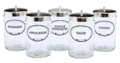 Grafco – Sundry Jar Glass Transparent Glass Jars, Polished Aluminum Cover 4.25 X 7 Inch – 3454A A