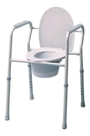 Graham-Field – 3-in-1 Commode Chair Fixed Arm Steel Frame Back Bar 14 Inch Seat Width – 7103A-4
