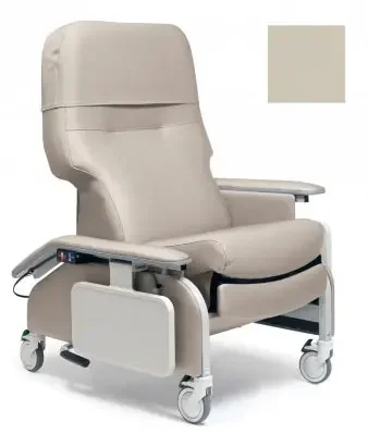 Graham-Field – Clinical Care Drop Arm Recliner Oatmeal Vinyl Four Tente Swivel Caster, Three Locking Caster – FR566DG8602