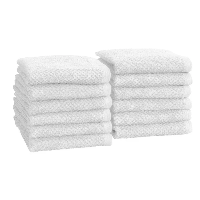 Great Bay Home White Washcloth- 100% Cotton 12-Pack 13×13 Wash Cloth – Absorbent, Quick-Drying, Durable Face Towels for Bathroom Decor – Low-Twist, Two-Ply Fibers (Optic White)