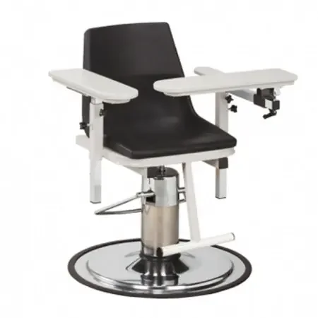 H Series ClintonClean – Blood Drawing Chair with Foot Pedal Single Adjustable Flip Up Armrest Black – 6330-P
