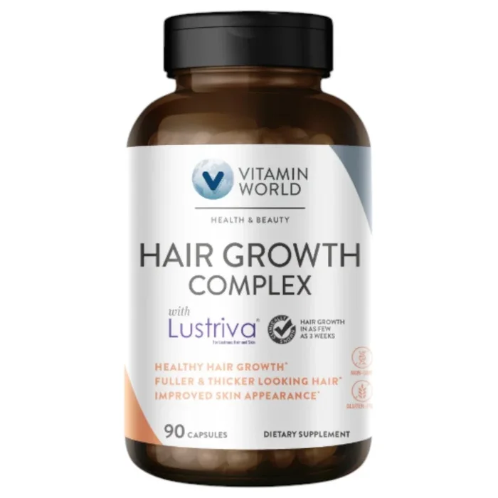 Hair Growth Complex with Lustriva 90 capsules by Vitamin World