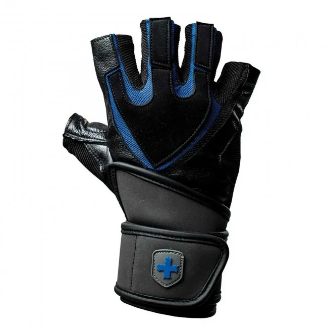 Harbinger Training Grip WristWrap Glove Black/Blue (Large)