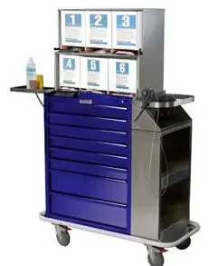 Harloff – Splint / Cast Cart Steel / Aluminum 44 X 76 X 21 Inch Light Blue 1 Drawer, 3 Inch with Black Vinyl Mat / 5 Drawers, 3 Inch / 2 Drawers, 6 Inch / 4 Adjustable Dividers Per Drawer – 6035-TC