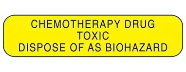 HCL – Pre-Printed Label Warning Label Yellow Paper Chemotherapy Drug Toxic Dispose of as Biohazard Black Biohazard 3/8 X 1-5/8 Inch – 2372