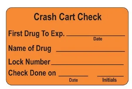 Health Care Logistics – Cart Check Label 1-3/4 X 2-3/4 Inch Orange – 17576