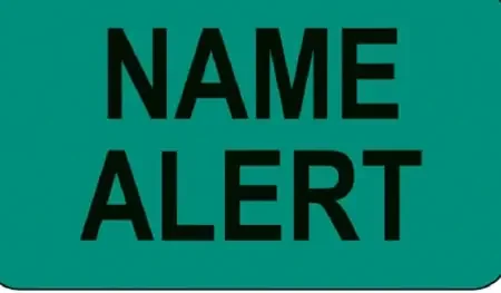 Health Care Logistics – Pre-Printed Label Advisory Label Green Paper Name Alert Black 1 X 1-3/4 Inch – 17616