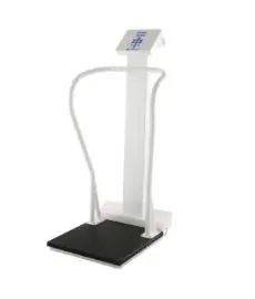 Health O Meter – Floor Scale with Handrail Digital Display 1000 lb / 454 Kg Capacity White Battery Operated – 3105KL-AM-BT