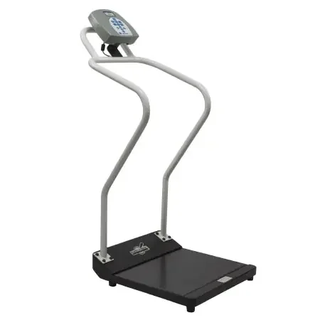 Health O Meter – Floor Scale with Handrail Digital LCD Display 454 kg Capacity Gray AC Adapter / Battery Operated – 3001KG-AMX-BT