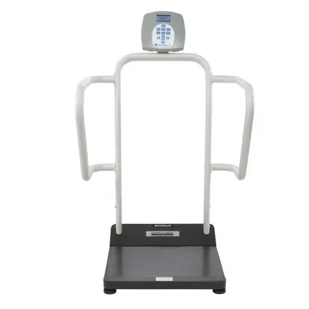 Health O Meter – Floor Scale with Handrail Digital LCD Display 454 kg Capacity Gray AC Adapter / Battery Operated – 1100KG