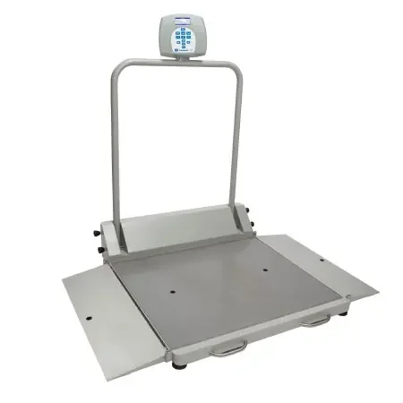 Health O Meter – Wheelchair Scale Digital LCD Display 1000 lbs. / 454 kg Capacity Gray AC Adapter / Battery Operated – 2610KL-BT
