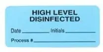 Healthmark Industries – Pre-Printed Label Advisory Label Blue Paper HIGH LEVEL DISINFECTED Date_____Initials_____Process _____ Black Quality Control Label 1 X 2-1/4 Inch – DC-100214-71-BL