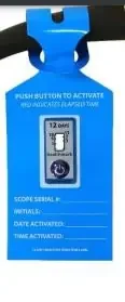 Healthmark Industries – Pre-Printed Label Biomedical Engineering Equipment Labels Blue Push Button to Activate Red Indicates Elasped Time Scope_Serial no_Date Activated_Time Activated_ White 12 Day Indicator Hangtime 2-1/2 X 8-1/2 Inch – HTK-7D2