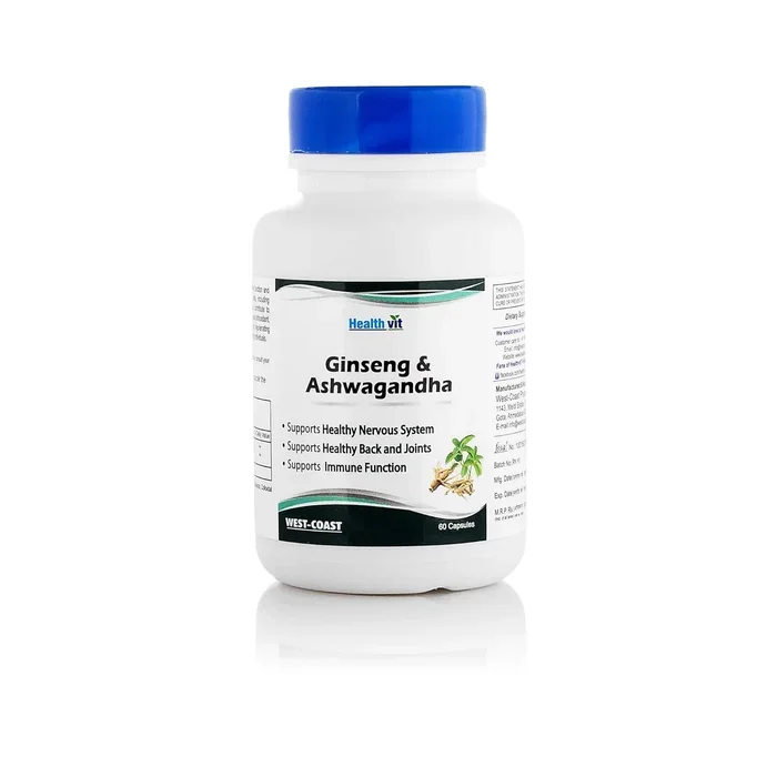 Healthvit Ginseng With Ashwagandha Capsules – 60 Capsules